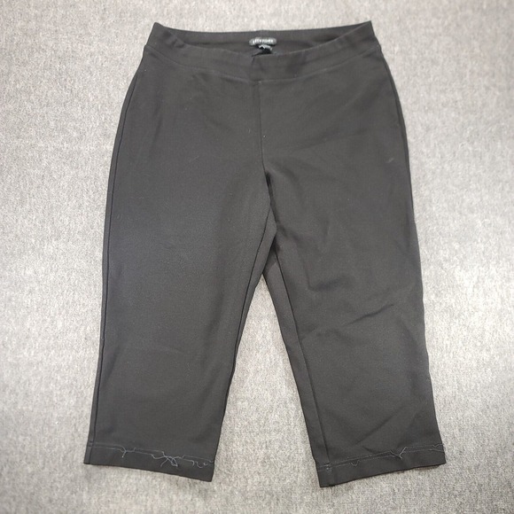Eileen Fisher Black Crop Pants‎ PM Petite Medium, TENCEL Blend, Stretch, Pull-On - Picture 1 of 9